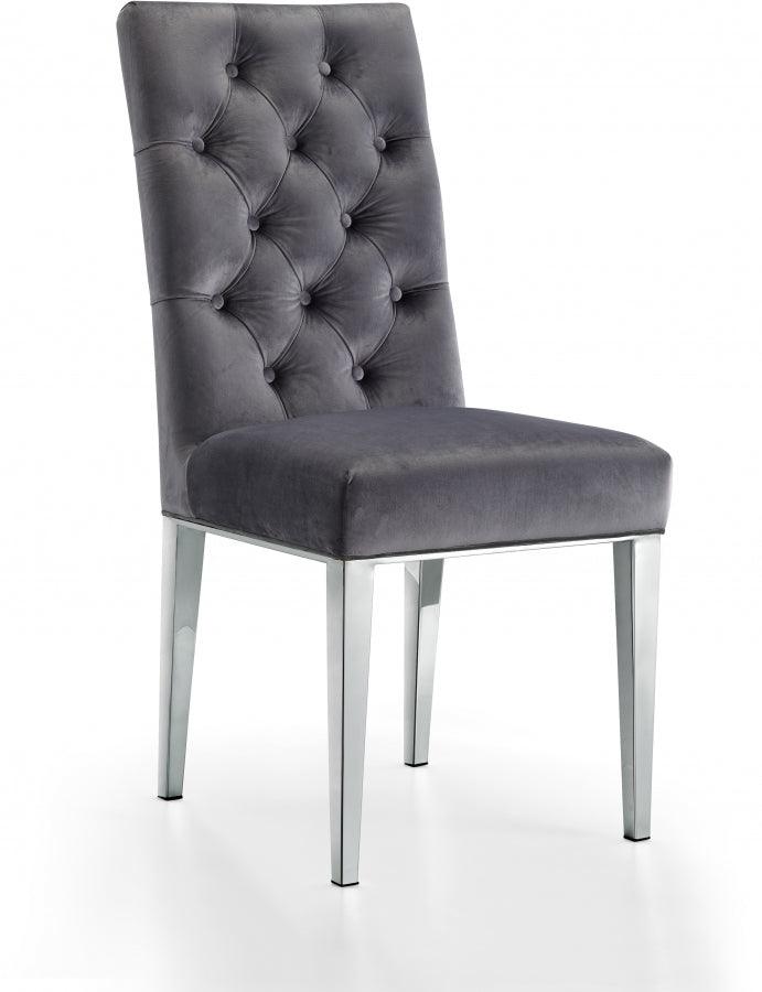 Meridian Furniture - Juno Velvet Dining Chair In Grey (Set Of 2) - 732Grey-C - ATL FURNITURE