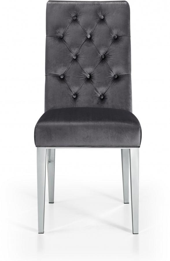 Meridian Furniture - Juno Velvet Dining Chair In Grey (Set Of 2) - 732Grey-C - ATL FURNITURE