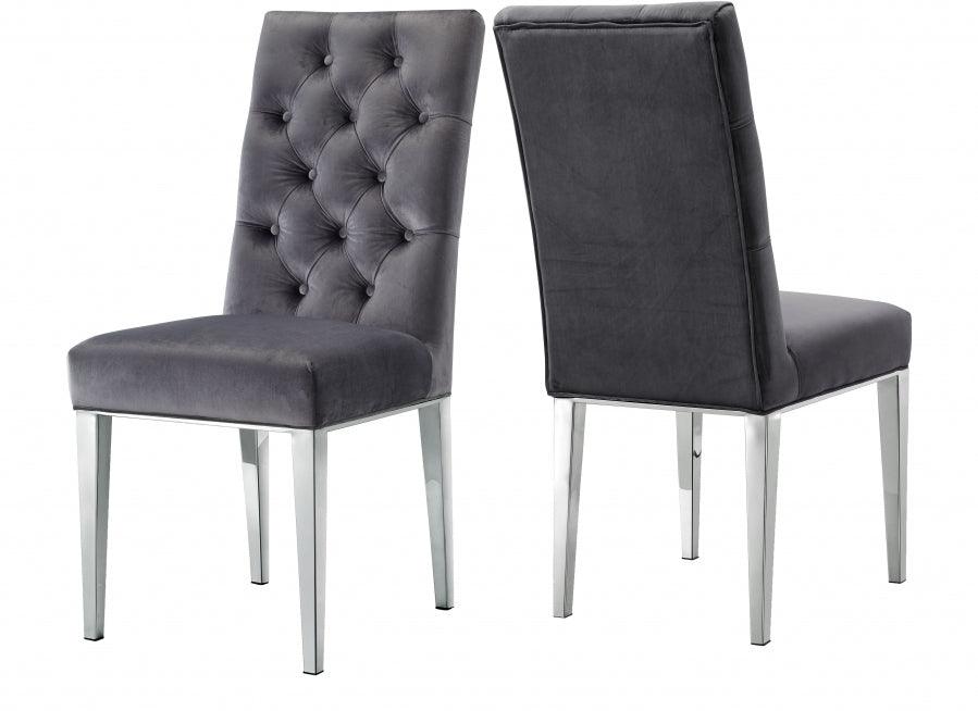 Meridian Furniture - Juno Velvet Dining Chair In Grey (Set Of 2) - 732Grey-C - ATL FURNITURE