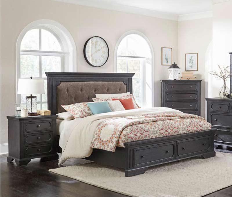 Homelegance - Bolingbrook 3 Piece Queen Platform With Storage Bedroom Set In Wire-Brushed Charcoal - 1647-1-3Set - ATL FURNITURE