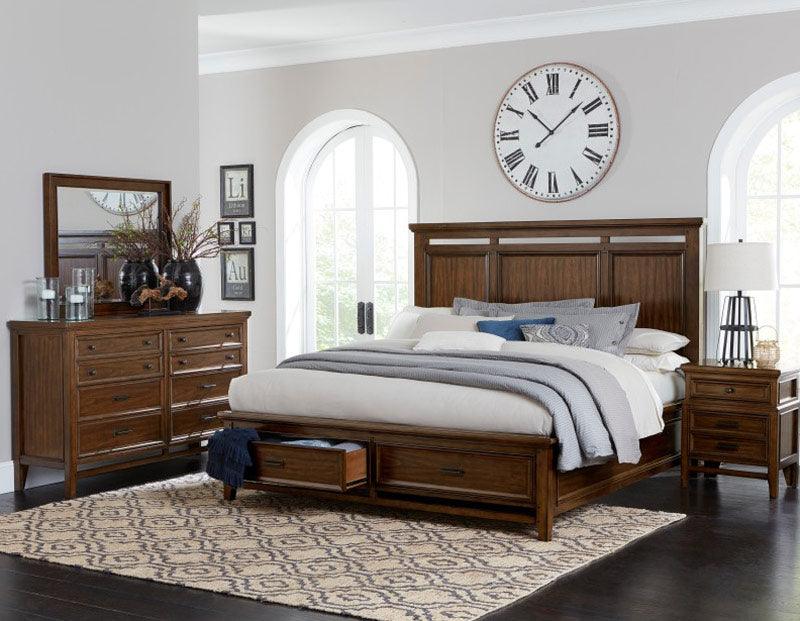 Homelegance - Frazier Park 6 Piece Eastern King Platform Storage Bedroom Set In Brown Cherry - 1649K-1Ek-6Set - ATL FURNITURE