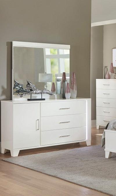 Homelegance - Kerren Dresser With Mirror In White High Gloss - 1678W-Dm - ATL FURNITURE