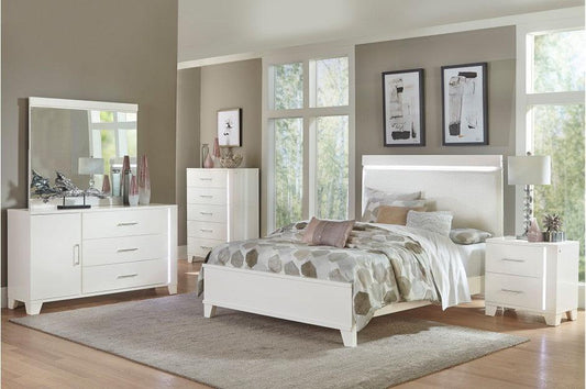 Homelegance - Kerren 6 Piece Eastern King Bedroom Set In White High Gloss - 1678Wk-1Ek-6Set - ATL FURNITURE