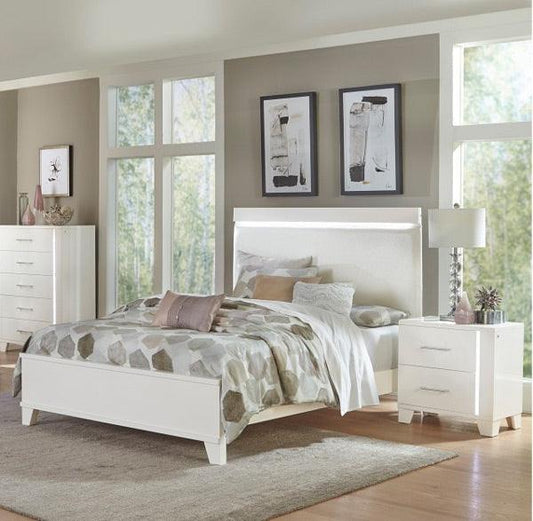 Homelegance - Kerren 3 Piece Eastern King Bedroom Set In White High Gloss - 1678Wk-1Ek-3Set - ATL FURNITURE