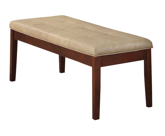 Britney Cream PU & Walnut Bench - ATL FURNITURE