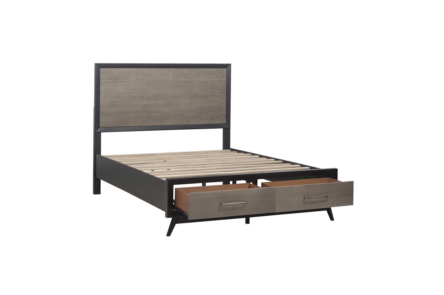 Homelegance - Raku 3 Piece Queen Platform Bedroom Set In Gray And Black - 1711-1-3Set - ATL FURNITURE