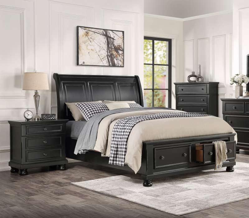 Homelegance - Laurelin 3 Piece Eastern King Platform With Storage Bedroom Set In Black - 1714Kbk-1Ek-3Set - ATL FURNITURE