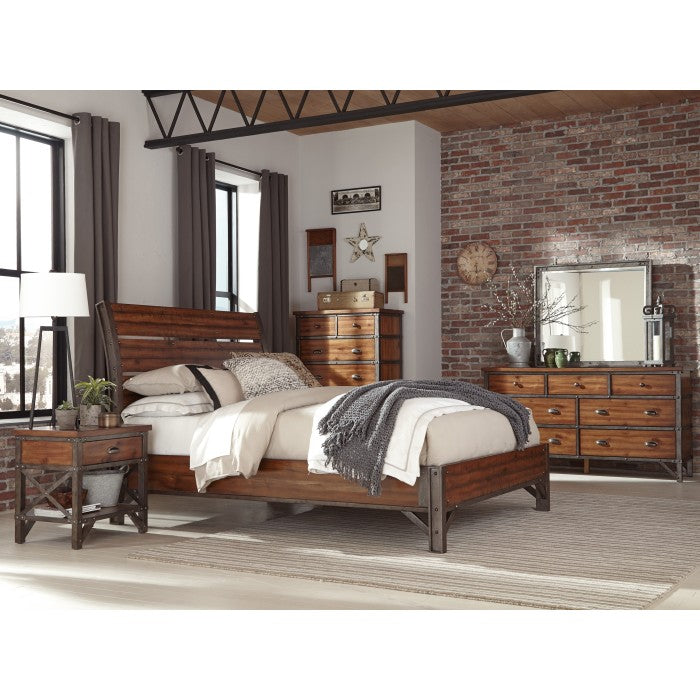 Homelegance - Holverson Brown Milk Crate 4 Piece Queen Sleigh Bedroom Set - 1715-1-4 - ATL FURNITURE