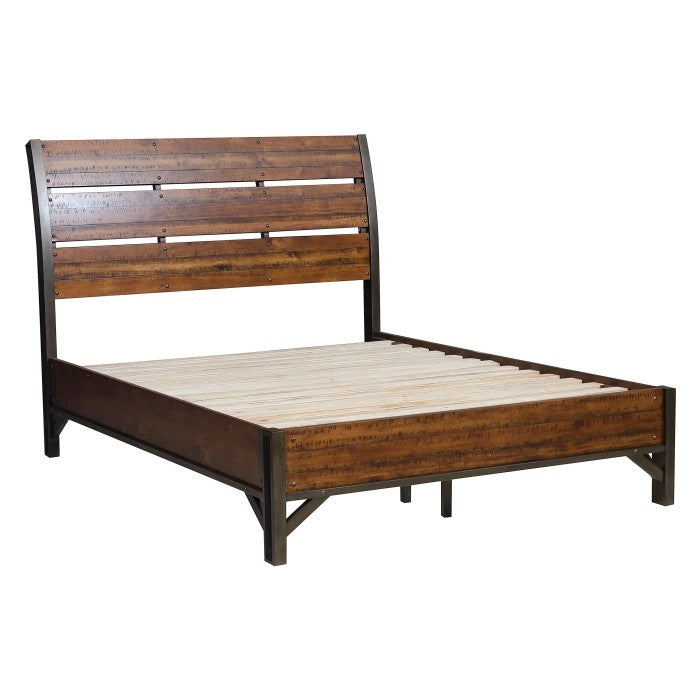 Homelegance - Holverson Brown Milk Crate 4 Piece Queen Sleigh Bedroom Set - 1715-1-4 - ATL FURNITURE