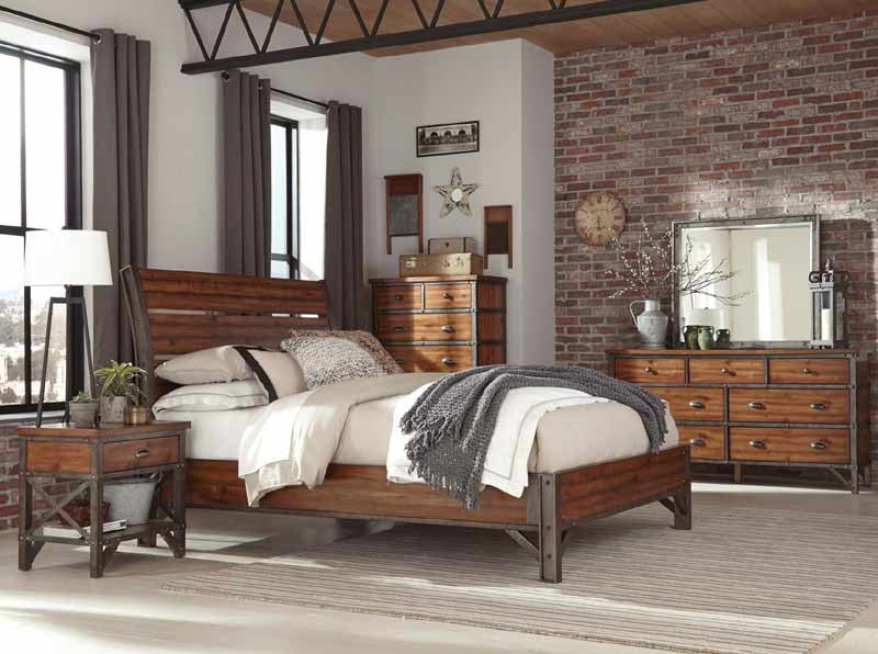 Homelegance - Holverson Brown Milk Crate 6 Piece Queen Sleigh Bedroom Set - 1715-1-6 - ATL FURNITURE
