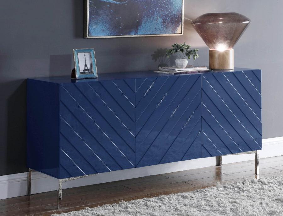 Meridian Furniture - Collette Sideboard | Buffet In Navy Lacquer - 309 - ATL FURNITURE