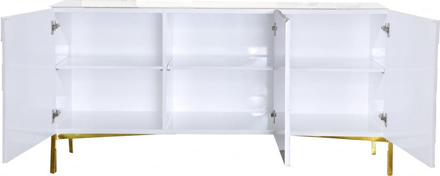 Meridian Furniture - Collette Sideboard | Buffet In White Lacquer - 310 - ATL FURNITURE