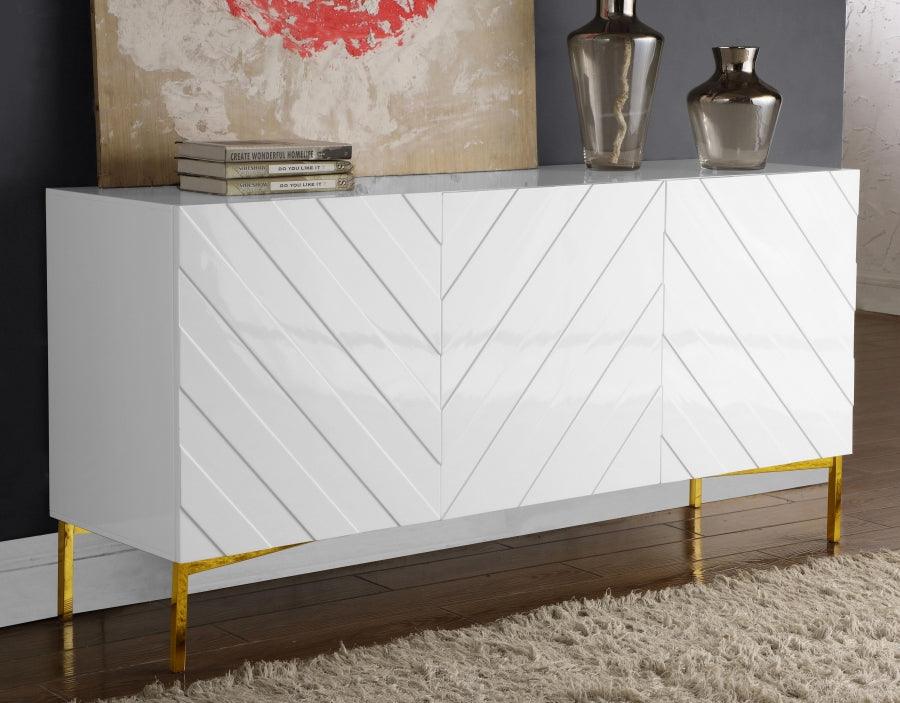 Meridian Furniture - Collette Sideboard | Buffet In White Lacquer - 310 - ATL FURNITURE