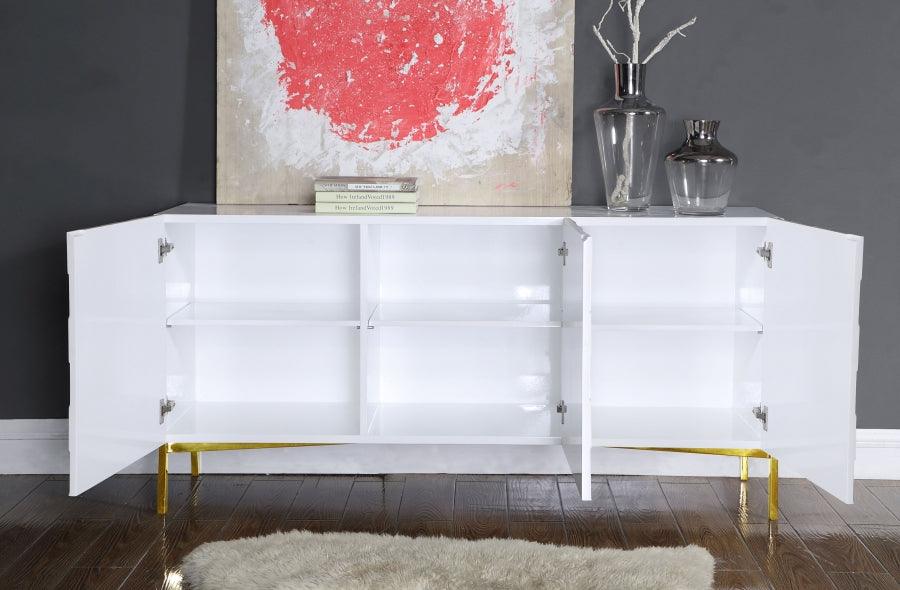 Meridian Furniture - Collette Sideboard | Buffet In White Lacquer - 310 - ATL FURNITURE