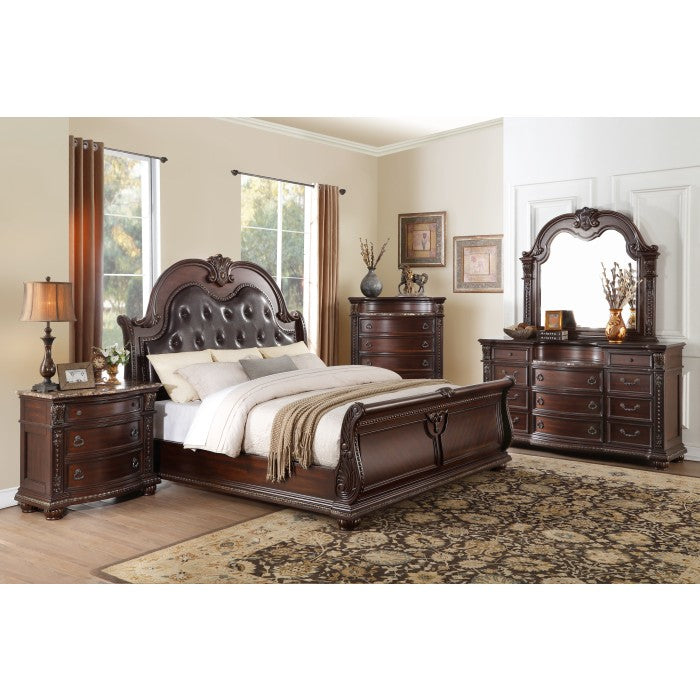 Homelegance - Cavalier Dark Cherry 5 Piece Eastern King Sleigh Bedroom Set - 1757K-1Ek-5 - ATL FURNITURE