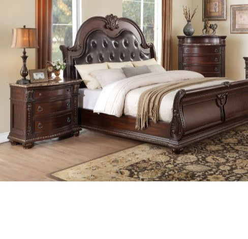 Homelegance - Cavalier Dark Cherry 3 Piece Queen Sleigh Bedroom Set - 1757-1-3 - ATL FURNITURE