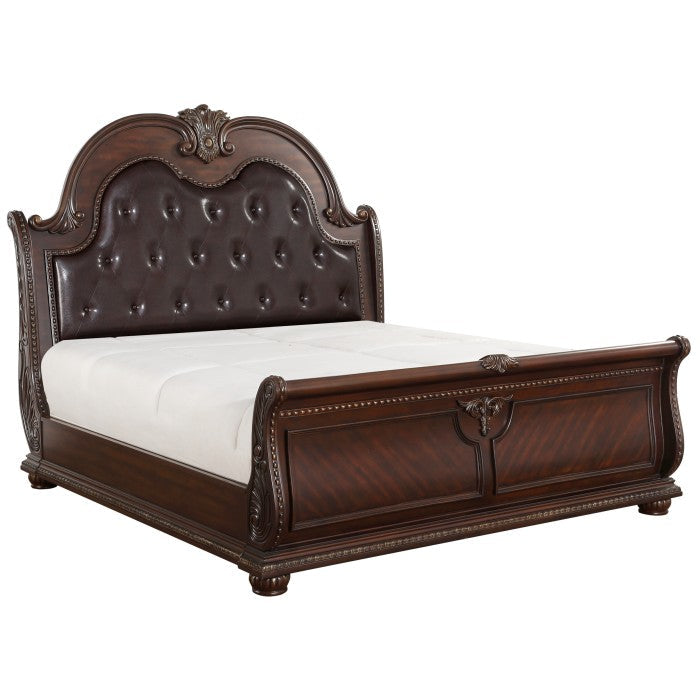 Homelegance - Cavalier Dark Cherry 5 Piece Queen Sleigh Bedroom Set - 1757-1-5 - ATL FURNITURE