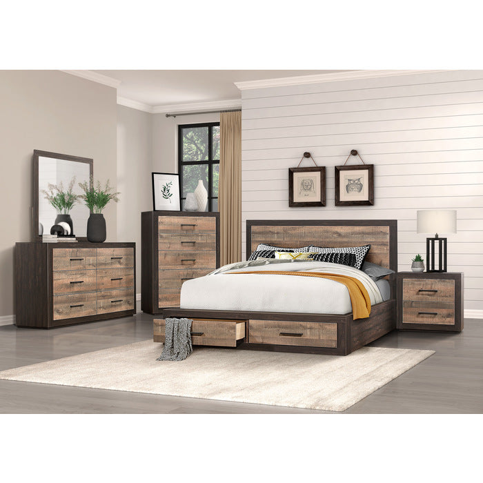 Homelegance - Miter Mahogany And Ebony 5 Piece Eastern King Platform Storage Bedroom Set - 1762K-1Ek-9 - ATL FURNITURE