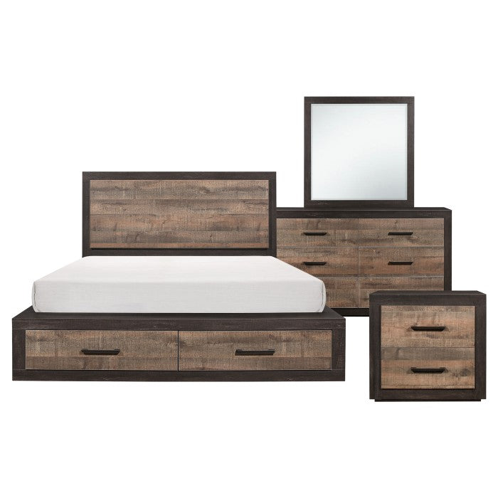 Homelegance - Miter Mahogany And Ebony 4 Piece Queen Platform Storage Bedroom Set - 1762-1-4 - ATL FURNITURE