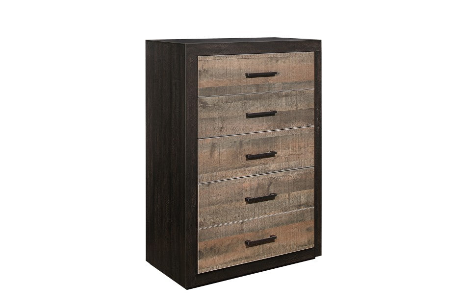 Homelegance - Miter Mahogany And Ebony 5 Piece Eastern King Platform Storage Bedroom Set - 1762K-1Ek-9 - ATL FURNITURE