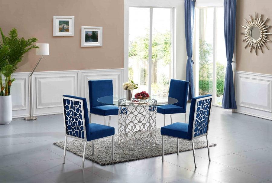 Meridian Furniture - Opal Velvet Dining Chair In Navy (Set Of 2) - 736Navy-C - ATL FURNITURE