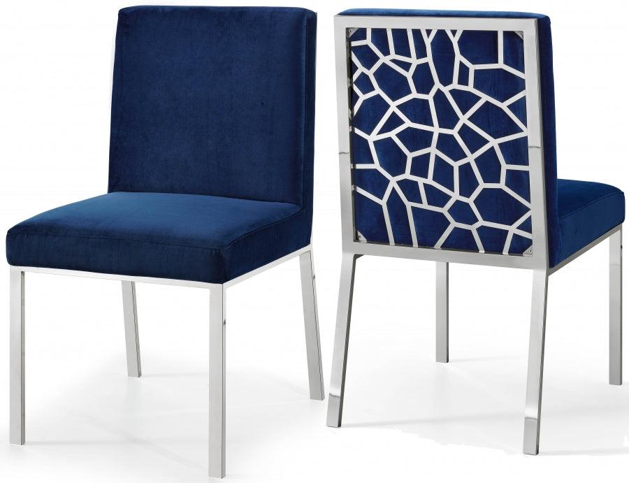 Meridian Furniture - Opal Velvet Dining Chair In Navy (Set Of 2) - 736Navy-C - ATL FURNITURE