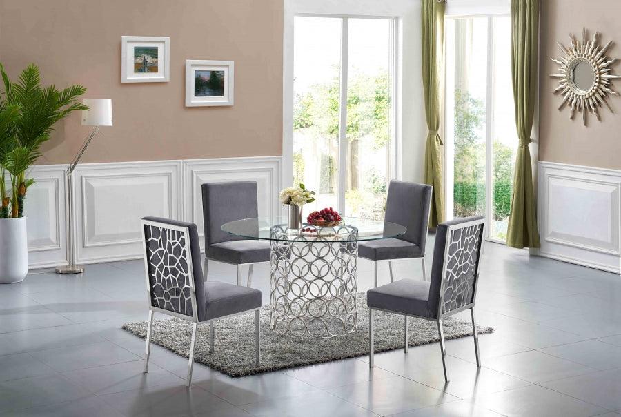 Meridian Furniture - Opal Velvet Dining Chair In Grey (Set Of 2) - 736Grey-C - ATL FURNITURE