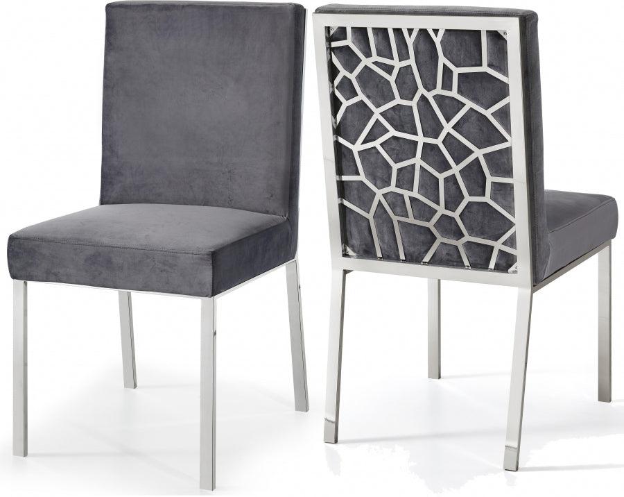 Meridian Furniture - Opal Velvet Dining Chair In Grey (Set Of 2) - 736Grey-C - ATL FURNITURE