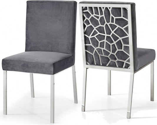 Meridian Furniture - Opal Velvet Dining Chair In Grey (Set Of 2) - 736Grey-C - ATL FURNITURE