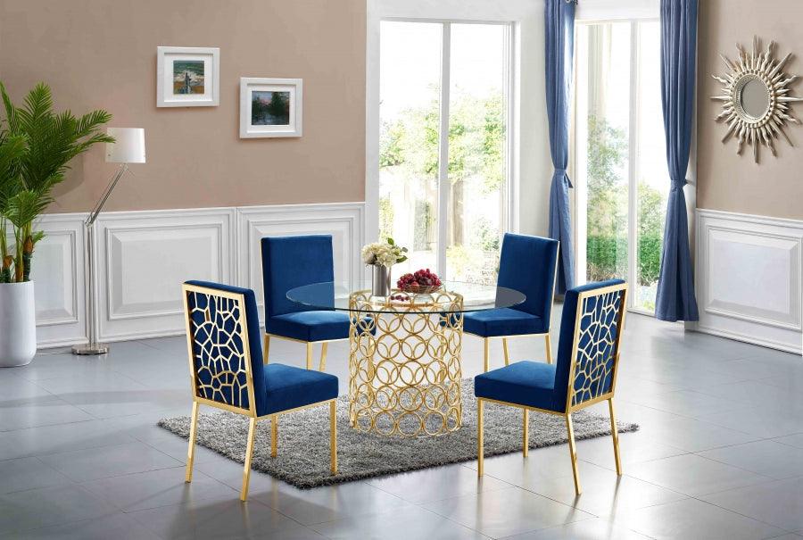 Meridian Furniture - Opal Velvet Dining Chair In Navy (Set Of 2) - 737Navy-C - ATL FURNITURE