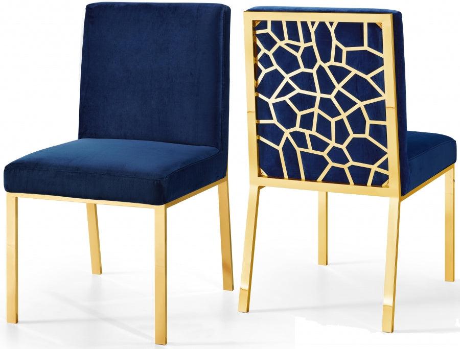 Meridian Furniture - Opal Velvet Dining Chair In Navy (Set Of 2) - 737Navy-C - ATL FURNITURE