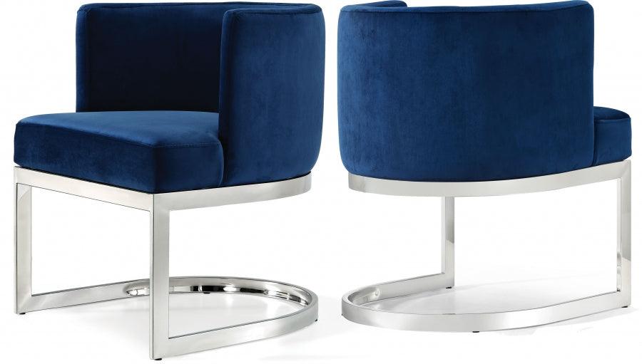 Meridian Furniture - Gianna Velvet Dining Chair In Navy (Set Of 2) - 734Navy-C - ATL FURNITURE