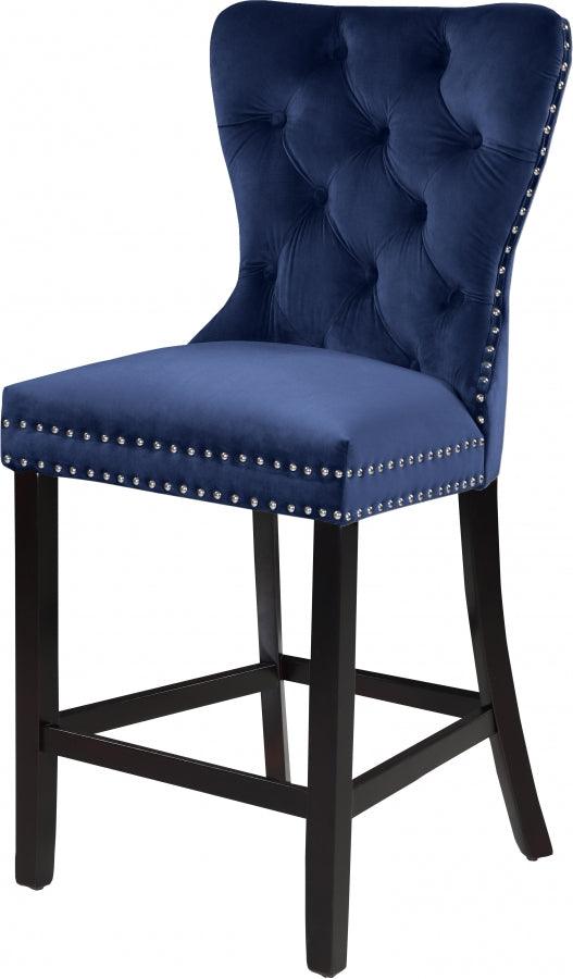 Meridian Furniture - Nikki Velvet Counter Stool In Navy (Set Of 2) - 741Navy-C - ATL FURNITURE