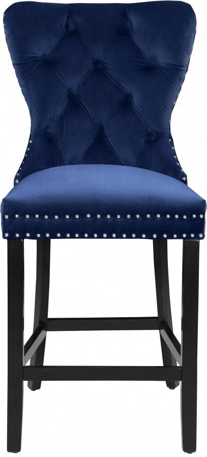 Meridian Furniture - Nikki Velvet Counter Stool In Navy (Set Of 2) - 741Navy-C - ATL FURNITURE