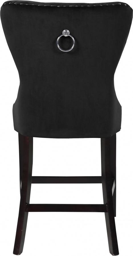 Meridian Furniture - Nikki Velvet Counter Stool In Black (Set Of 2) - 741Black-C - ATL FURNITURE