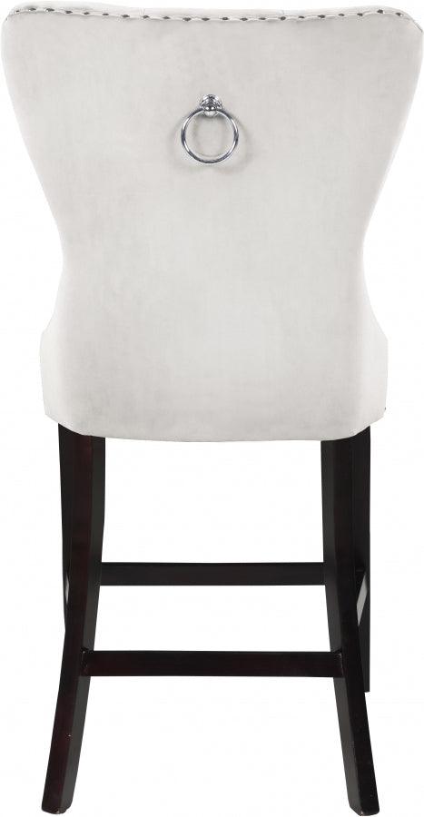 Meridian Furniture - Nikki Velvet Counter Stool In Cream (Set Of 2) - 741Cream-C - ATL FURNITURE