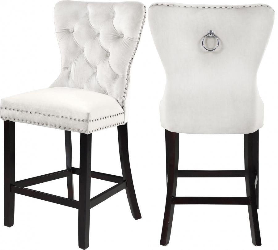 Meridian Furniture - Nikki Velvet Counter Stool In Cream (Set Of 2) - 741Cream-C - ATL FURNITURE