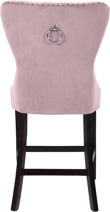 Meridian Furniture - Nikki Velvet Counter Stool In Pink (Set Of 2) - 741Pink-C - ATL FURNITURE