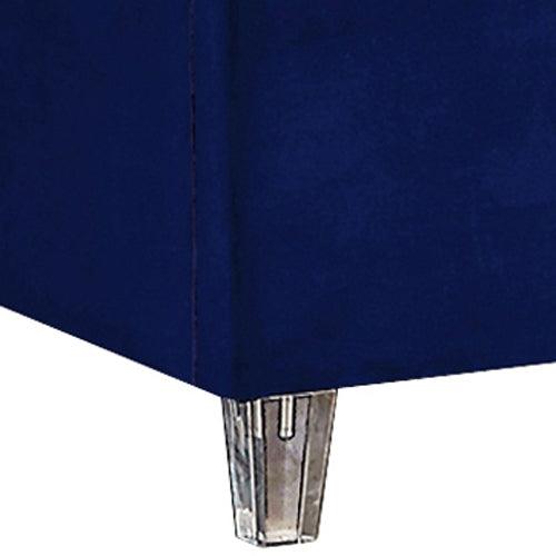 Candace Velvet Queen Bed In Navy - ATL FURNITURE