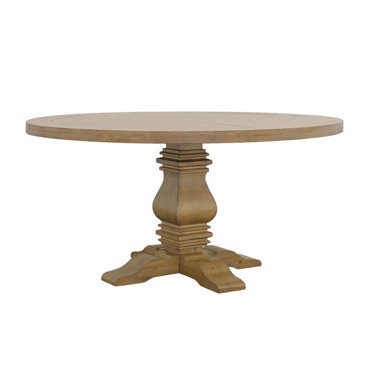 Florence Round 60-inch Wood Dining Table Rustic Honey
