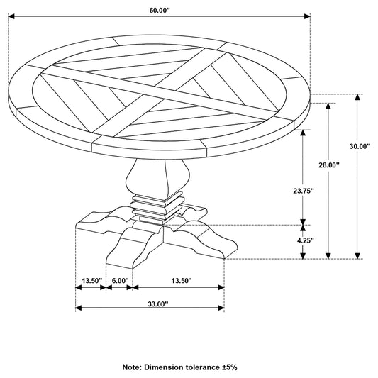 Florence Round 60-inch Wood Dining Table Rustic Honey