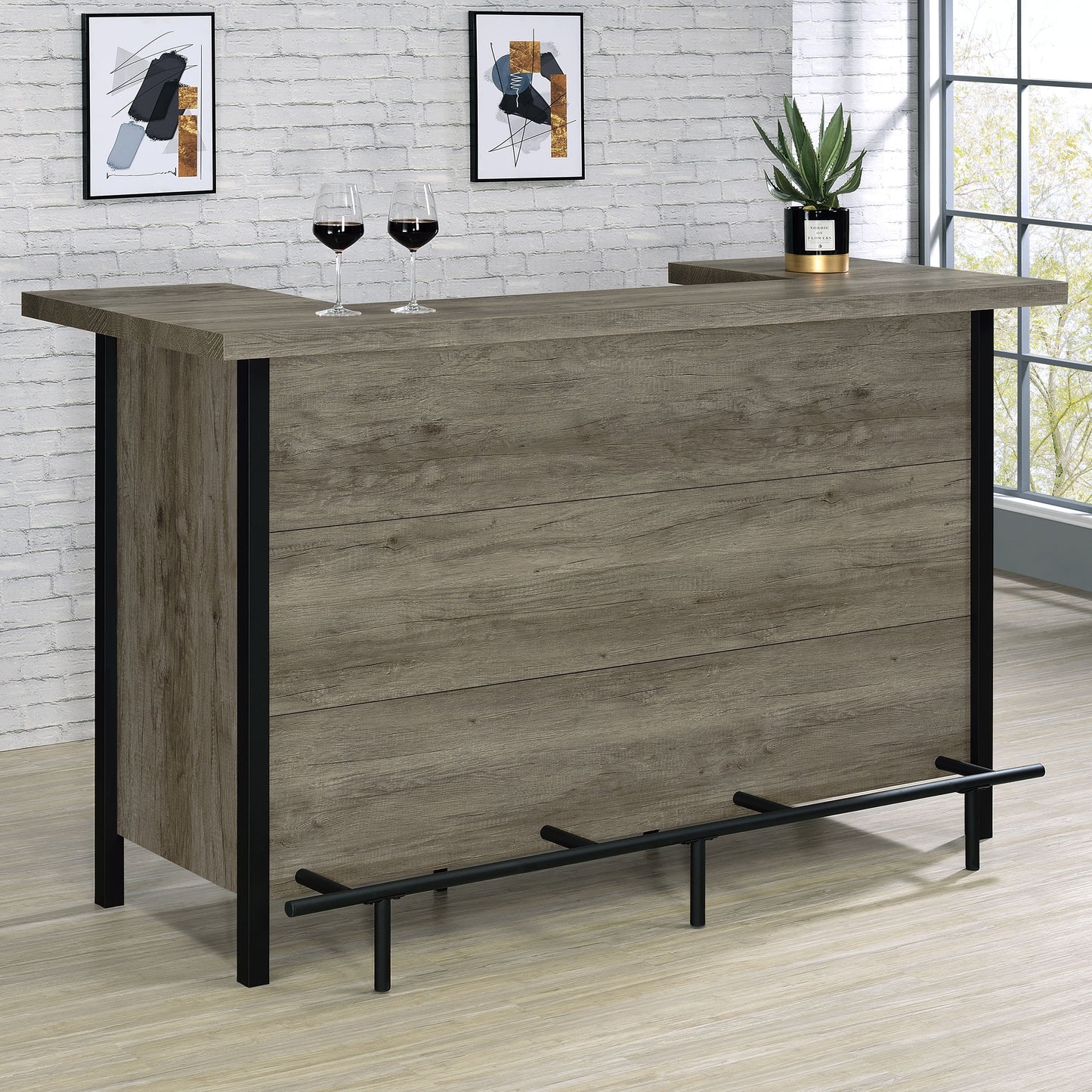 Bellemore Freestanding Home Bar Wine Cabinet Grey Driftwood