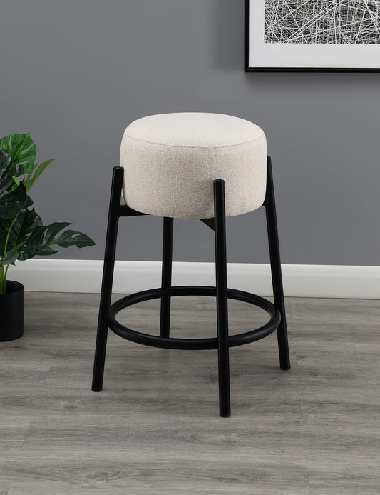 Leonard Upholstered Backless Counter Stool White (Set of 2)
