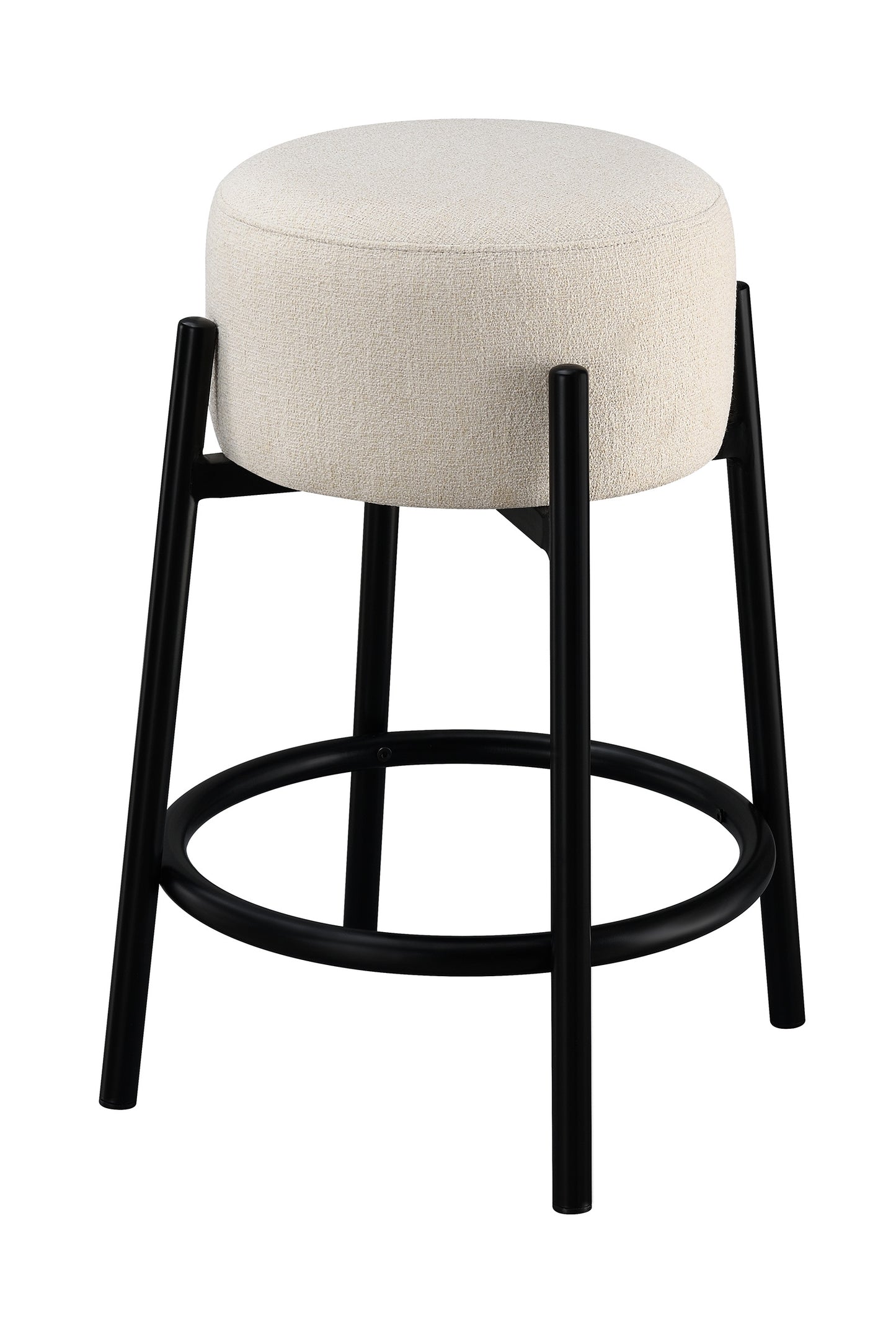 Leonard Upholstered Backless Counter Stool White (Set of 2)
