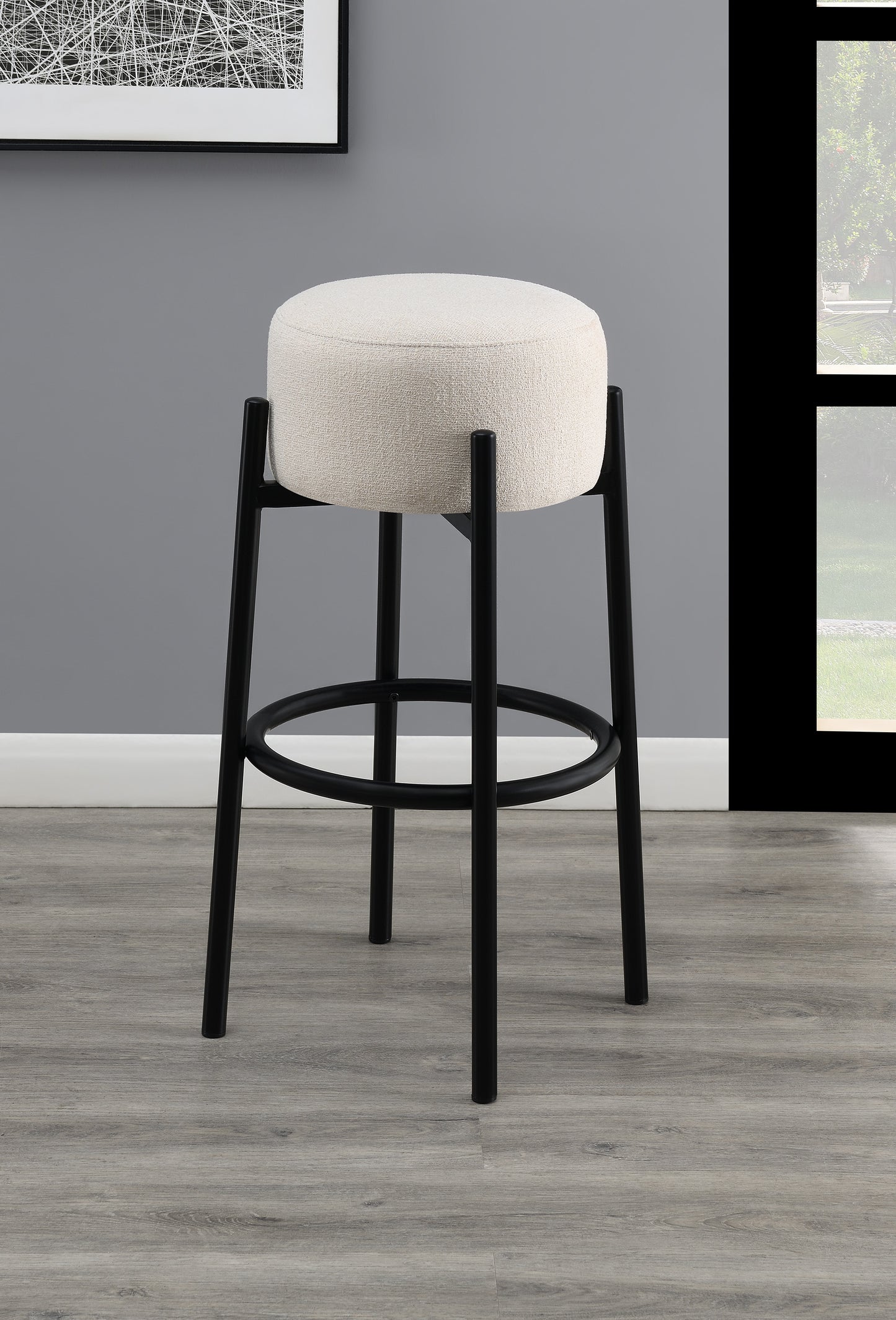 Leonard Upholstered Backless Bar Stool White (Set of 2)