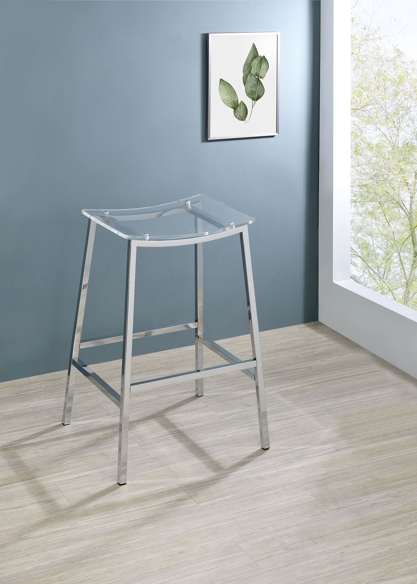 Jovani Acrylic Backless Bar Stools Clear and Chrome (Set of 2)