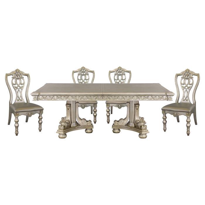 Homelegance - Catalonia Platinum Gold 5 Piece Dining Table Set - 1824Pg-112-5Set - ATL FURNITURE