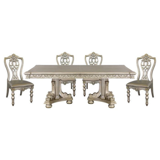 Homelegance - Catalonia Platinum Gold 5 Piece Dining Table Set - 1824Pg-112-5Set - ATL FURNITURE