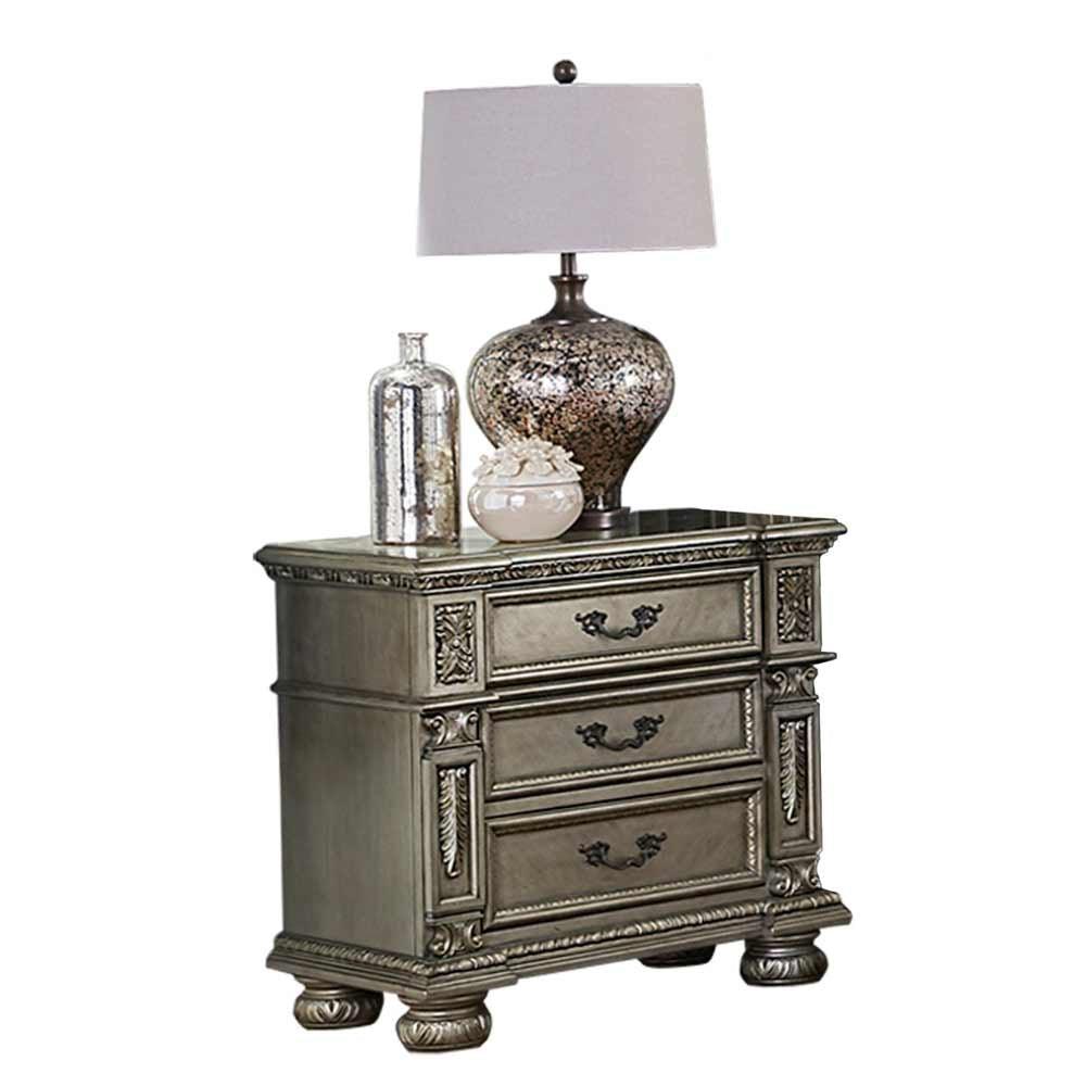 Homelegance - Catalonia Platinum Gold Nightstand - 1824Pg-4 - ATL FURNITURE