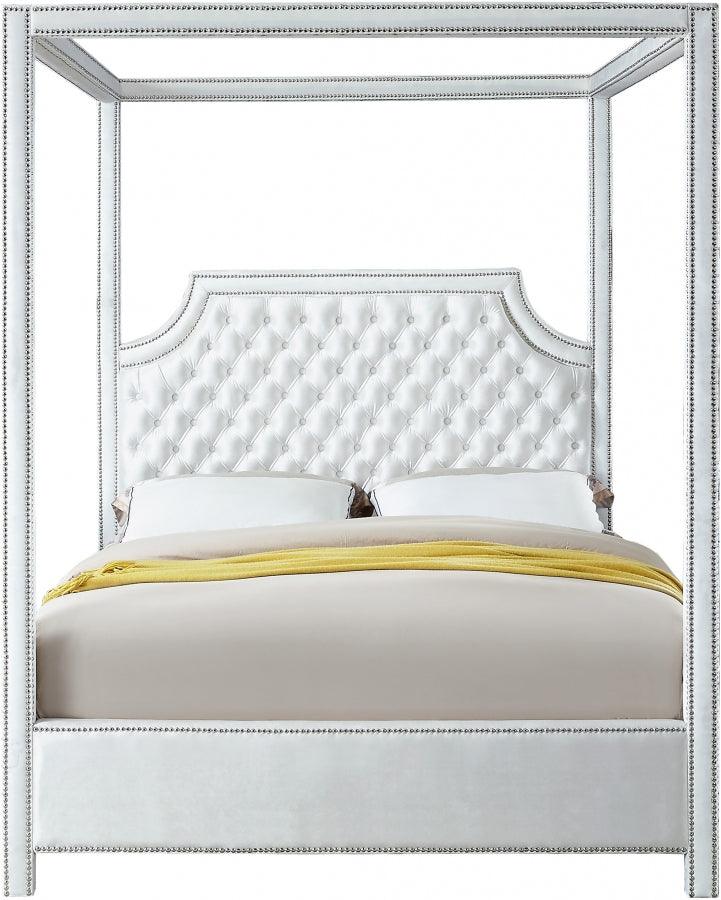 Rowan Velvet King Bed In White - Rowanwhite-K - ATL FURNITURE